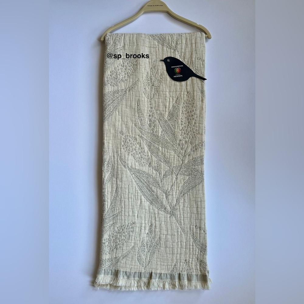 🎁Piscatextil Throw Blanket - Corn Stalks Harvest -Oatmeal and Green Cotton Throw